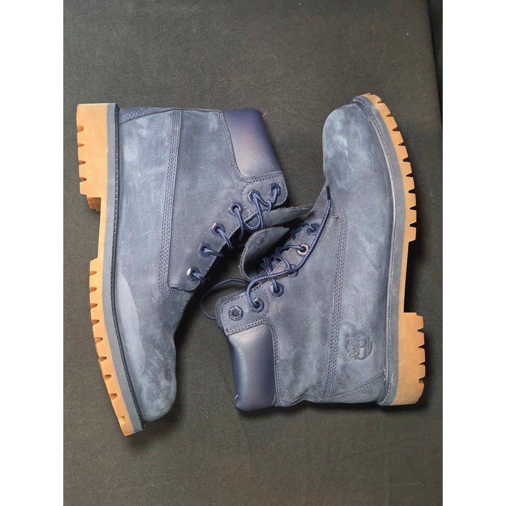 Timberland 6 Inch Premium Waterproof Boots‎ Navy Blue Nubuck Mens 6 Women 7.5